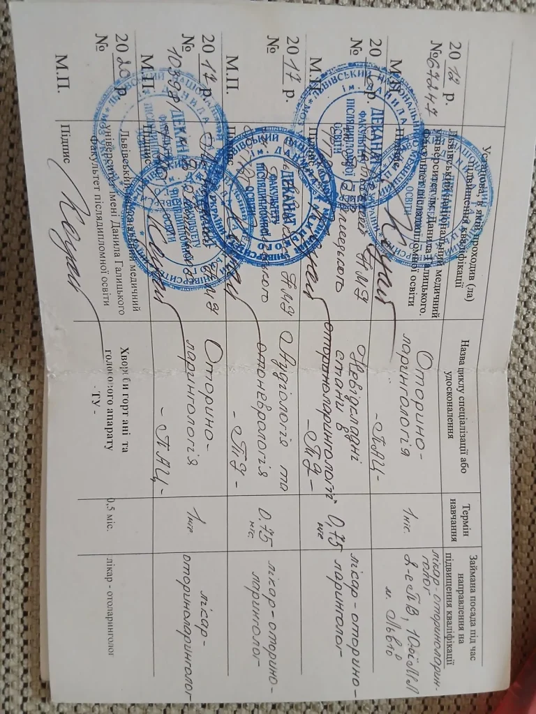 Сертифікат лікаря Скиба Галина Євгенівна