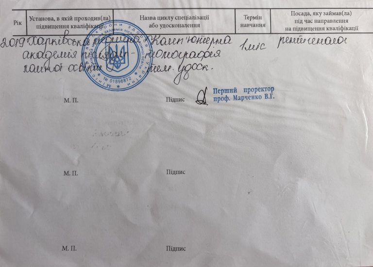 Сертифікат лікаря Запухляк Світлана Василівна